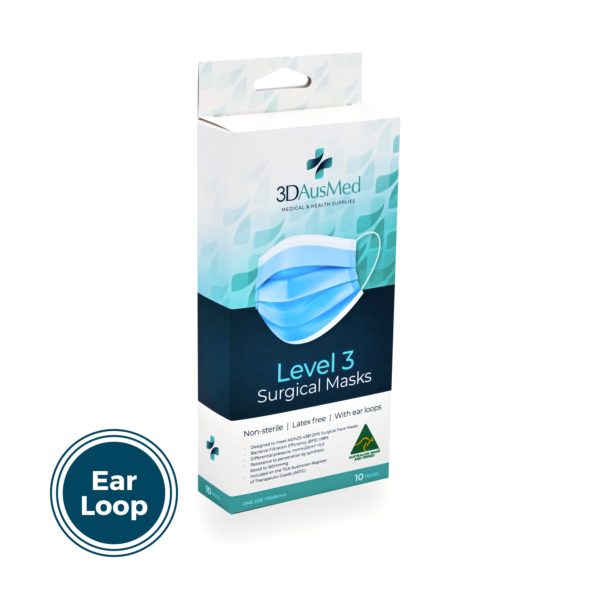 10 Pack - Level 3 Surgical Mask - Ear loop
